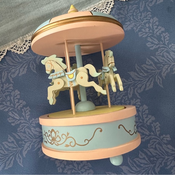 made of wood Other - Whimsical Pastel Wood Carousel Decor